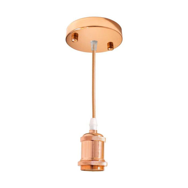 Pendente Tubo Cilindro Metal Soquete E27 Cordão DS2342 St1374-Rosé-Starlumen-