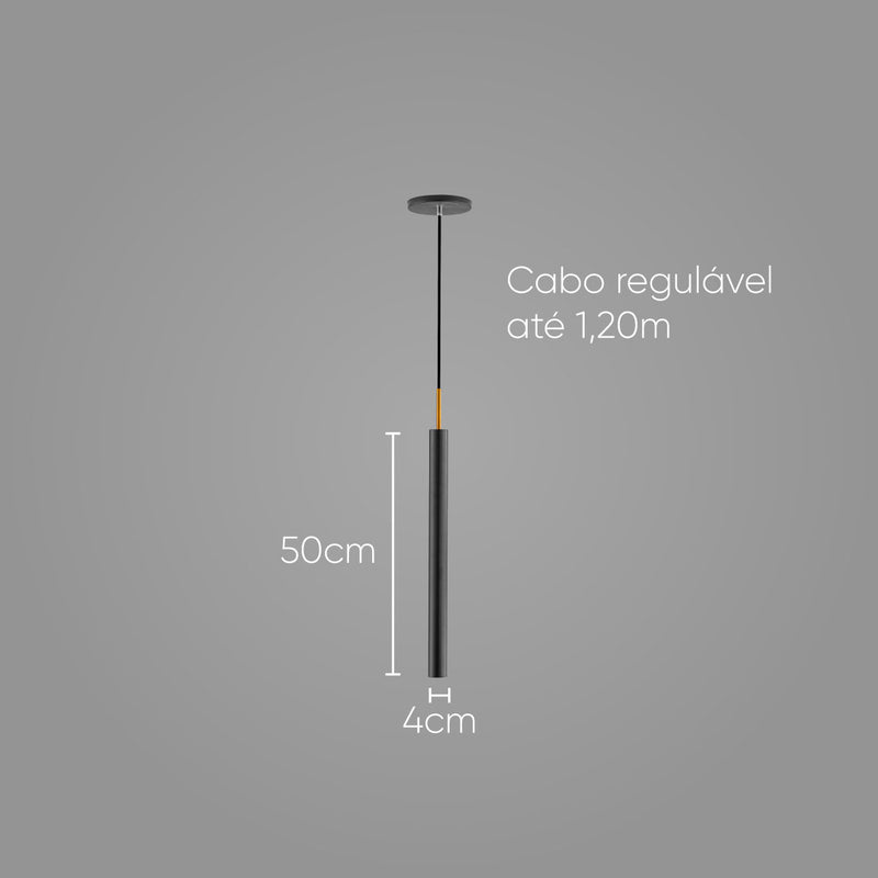 Pendente Tubo Cilindro Preto em Alumínio para LED MR11 ST642-Starlumen-