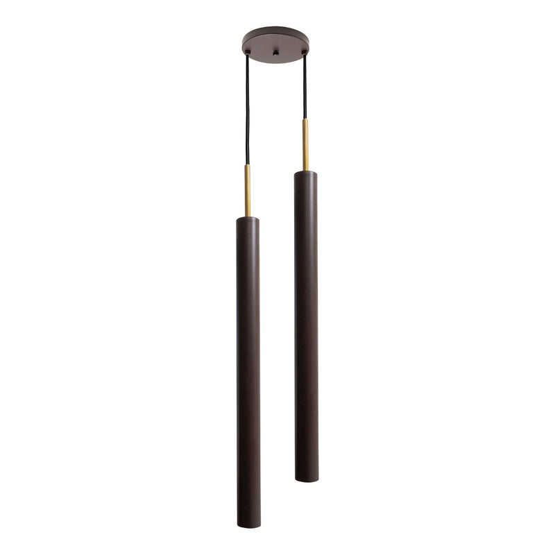 Pendente Tubo Duplo Alumínio P/ Lâmpada Mr11 Gu10 St1697 - Marrom-Starlumen-