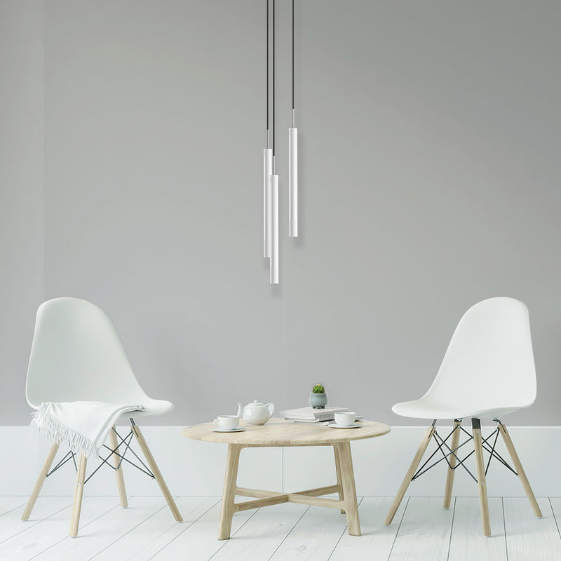 Pendente Tubo Triplo Alumínio P/ Lâmpada Mr11 Gu10 St1699 - Branco-Starlumen-