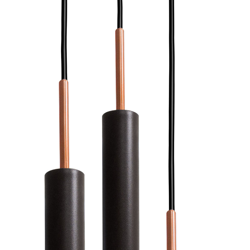 Pendente Tubo Triplo Alumínio P/ Lâmpada Mr11 Gu10 St1699 - Preto-Starlumen-