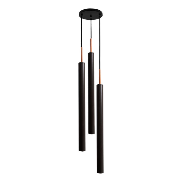 Pendente Tubo Triplo Alumínio P/ Lâmpada Mr11 Gu10 St1699 - Preto-Starlumen-