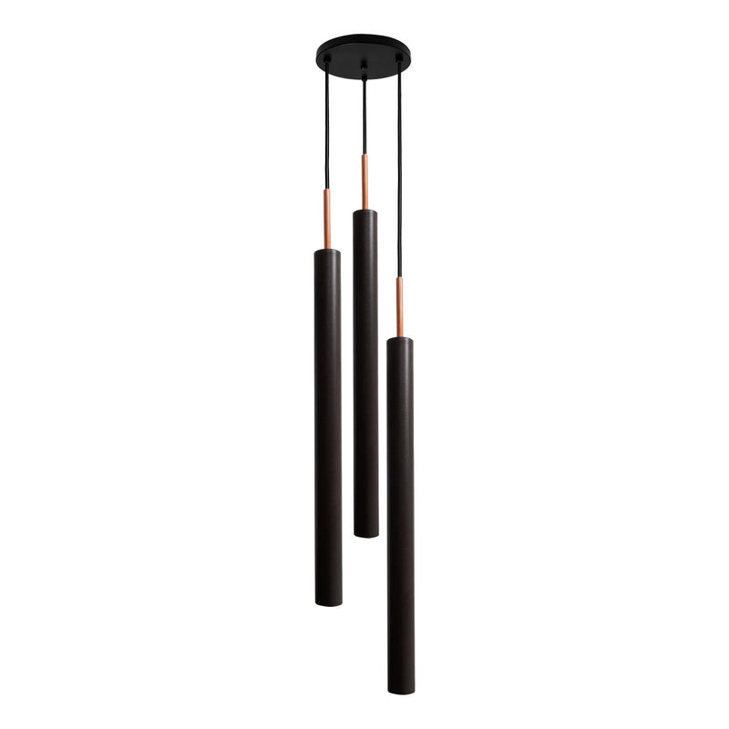 Pendente Tubo Triplo Alumínio P/ Lâmpada Mr11 Gu10 St1699 - Preto-Starlumen-