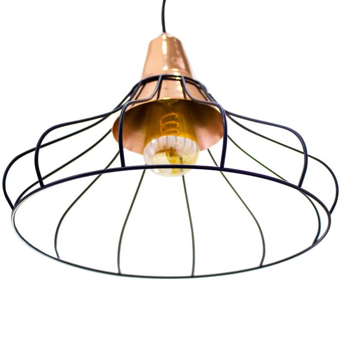 Pendente Vou Aramado Metal Bella Iluminação Preto com Cobre FO010E