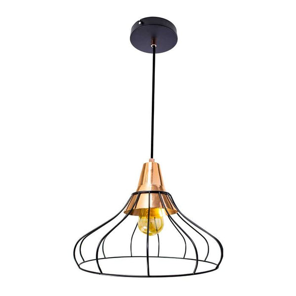 Pendente Vou Aramado Metal Bella Iluminação Preto com Cobre FO010E