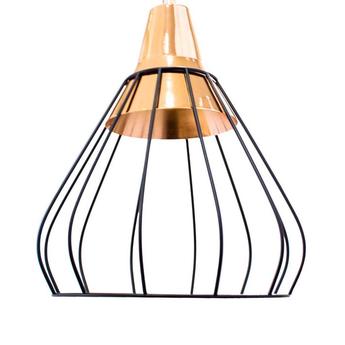 Pendente Vou Aramado Metal Bella Iluminação Preto com Cobre FO009E ST2642