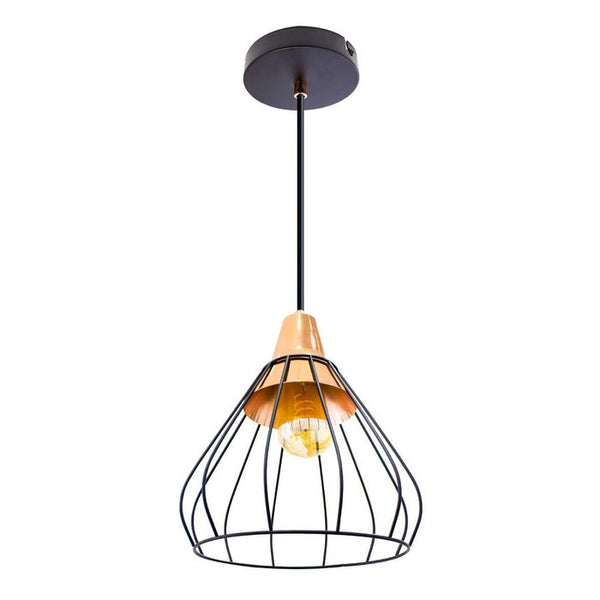 Pendente Vou Aramado Metal Bella Iluminação Preto com Cobre FO009E ST2642