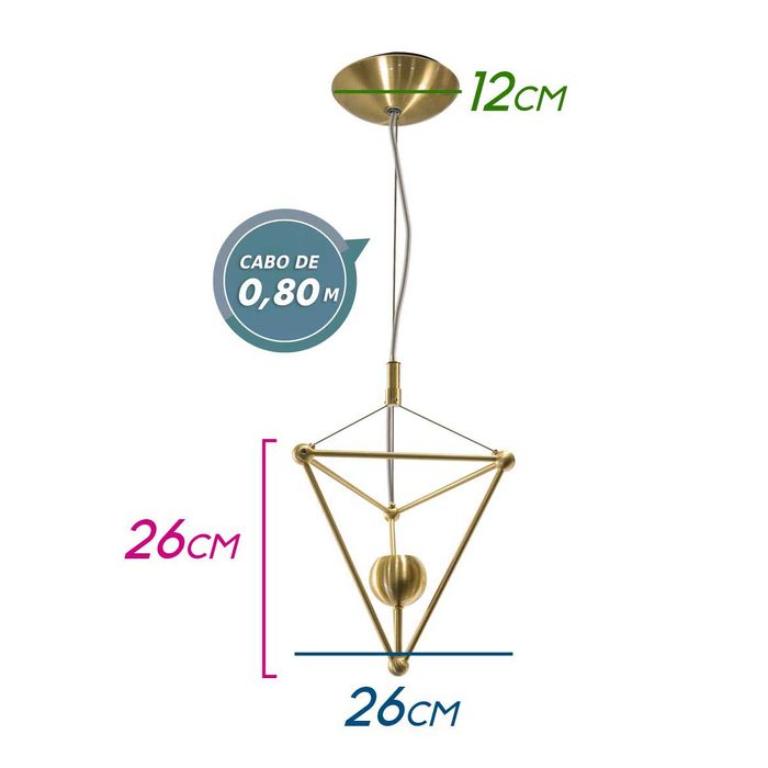 Pendente Zoe Losângo Bronze Em Metal P/ Soquete E27 MD1549-1B St1763-Starlux-Starlumen