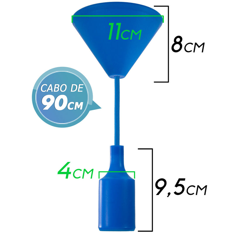 Pendente soquete em silicone E27-Azul ST507-Starlumen-