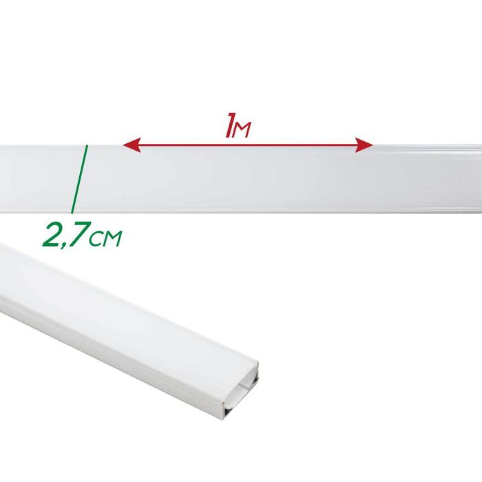 Perfil Sobrepor Alumínio Branco 1000x27mm p/ Fita LED DS2247 ST1099-Starlumen-