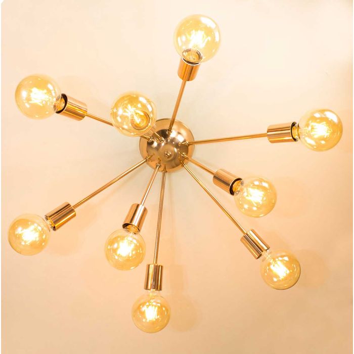 Plafon Atom Sputnik Cobre Brilho P/ 9 Lâmpadas PLF4964-CB St698-Starlumen-