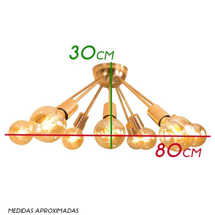 Plafon Atom Sputnik Cobre Brilho P/ 9 Lâmpadas PLF4964-CB St698-Starlumen-