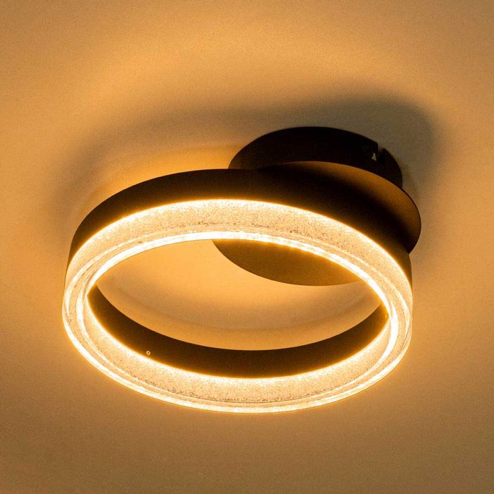 Plafon Emily Preto Anel Led Integrado 12w Ø20cm CS31199-BK St1735