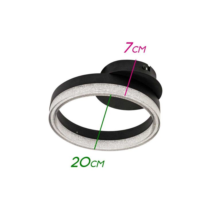 Plafon Emily Preto Anel Led Integrado 12w Ø20cm CS31199-BK St1735