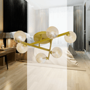 Plafon Grape Ouro Fosco e Ambar ZR115 60cm 6 Globos Vidro para 6X G9 Starlux ST2630-Starlux-Starlumen