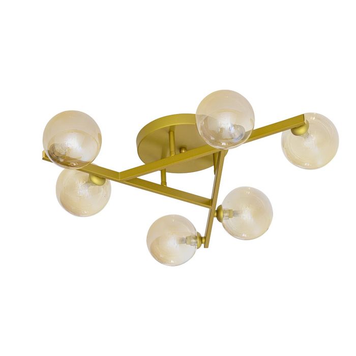 Plafon Grape Ouro Fosco e Ambar ZR115 60cm 6 Globos Vidro para 6X G9 Starlux ST2630-Starlux-Starlumen
