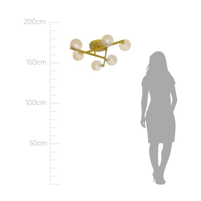 Plafon Grape Ouro Fosco e Ambar ZR115 60cm 6 Globos Vidro para 6X G9 Starlux ST2630-Starlux-Starlumen