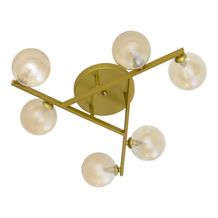 Plafon Grape Ouro Fosco e Ambar ZR115 60cm 6 Globos Vidro para 6X G9 Starlux ST2630-Starlux-Starlumen