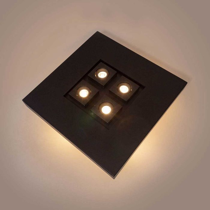 Plafon Moom 60x60cm Preto P/4 Dicróica E 4xe27 16620/60 PT St1601