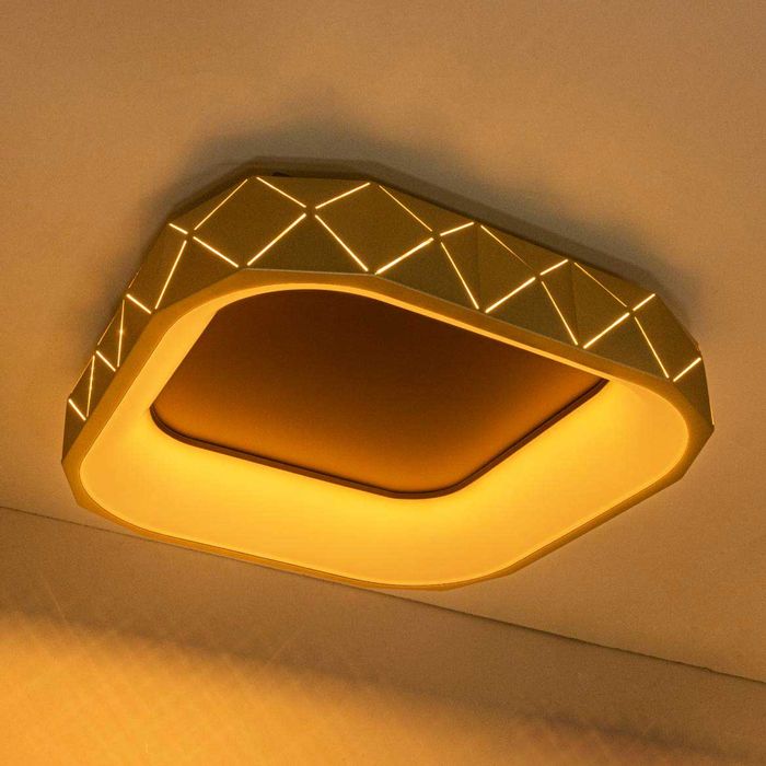 Plafon Otto Ouro Led 35w 2700k Quadrado 50cm ZR088-Q-OU St1776-Starlux-Starlumen