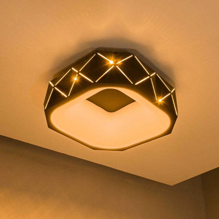 Plafon Otto Preto Led 16w Quadrado 28cm WCQ1538-30BK St1709