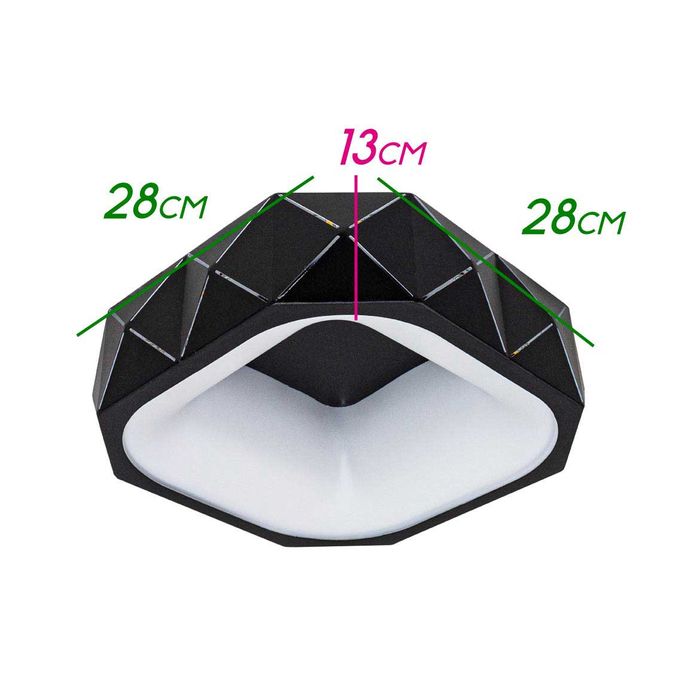 Plafon Otto Preto Led 16w Quadrado 28cm WCQ1538-30BK St1709
