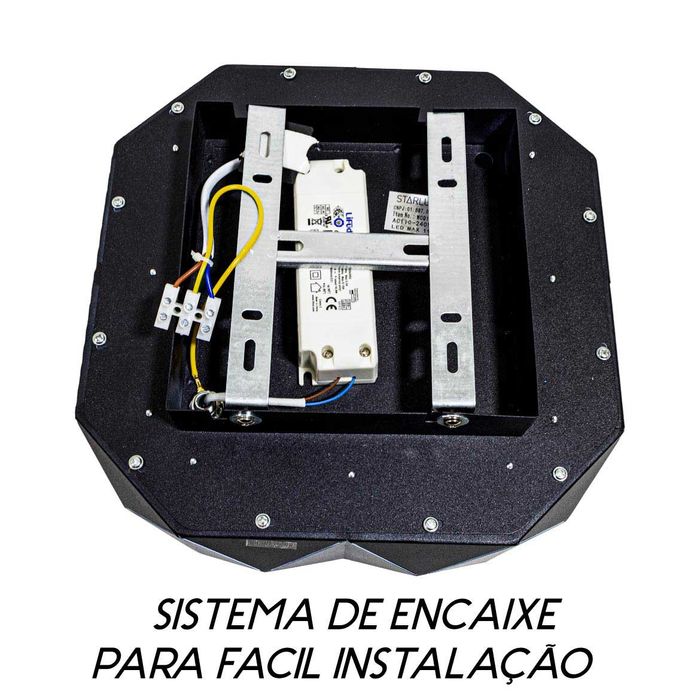 Plafon Otto Preto Led 16w Quadrado 28cm WCQ1538-30BK St1709