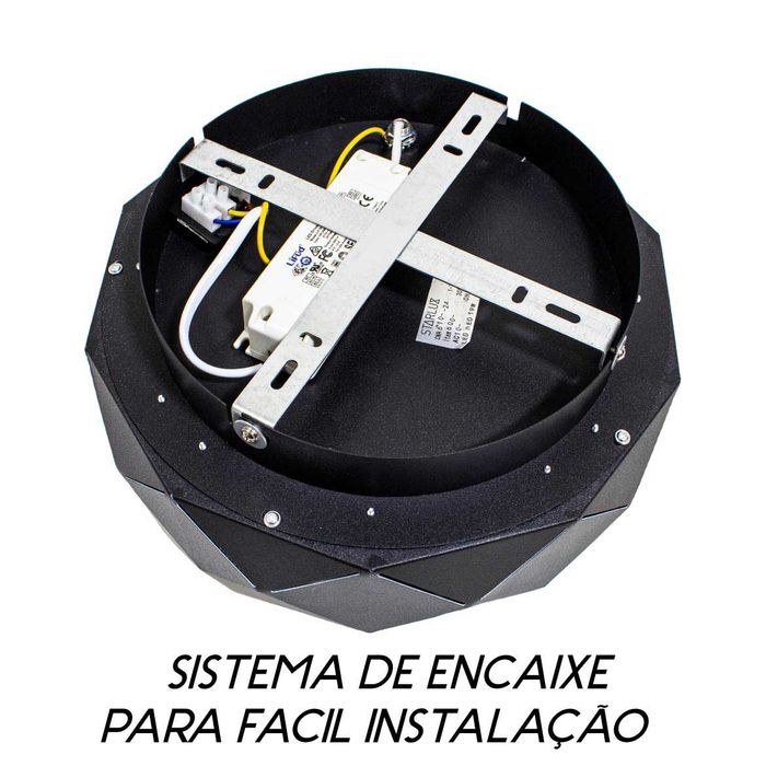 Plafon Otto Preto Led 16w Redondo 30cm WCR1540-30BK St1715