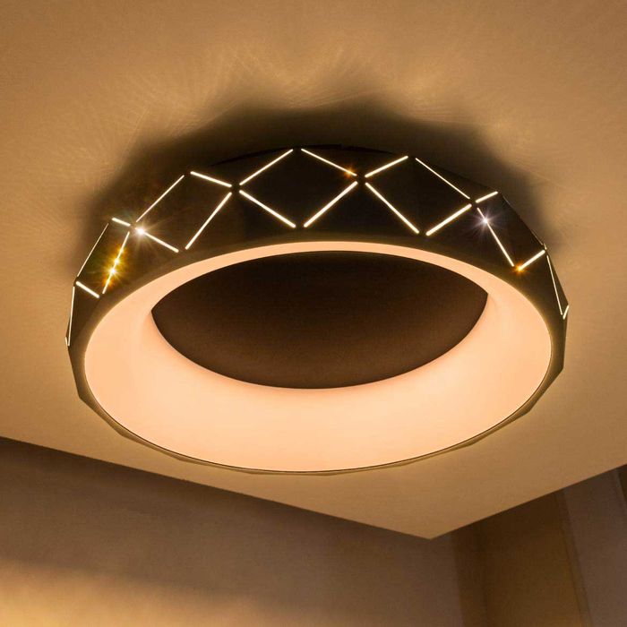 Plafon Otto Preto Led 30w Redondo 50cm ZR089-R-BK St1711-Starlux-Starlumen