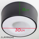 Plafon Sobrepor Vulcano Preto Redondo p/ 3 LED E27 ST951-Starlumen-