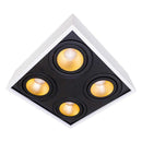 Plafon Spot Branco com Preto Quadrado 35x35 Sobrepor 4x Gu10 P/ Ar111 4504/35 BT/PT ST1578-Starlumen-
