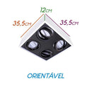 Plafon Spot Branco com Preto Quadrado 35x35 Sobrepor 4x Gu10 P/ Ar111 4504/35 BT/PT ST1578-Starlumen-