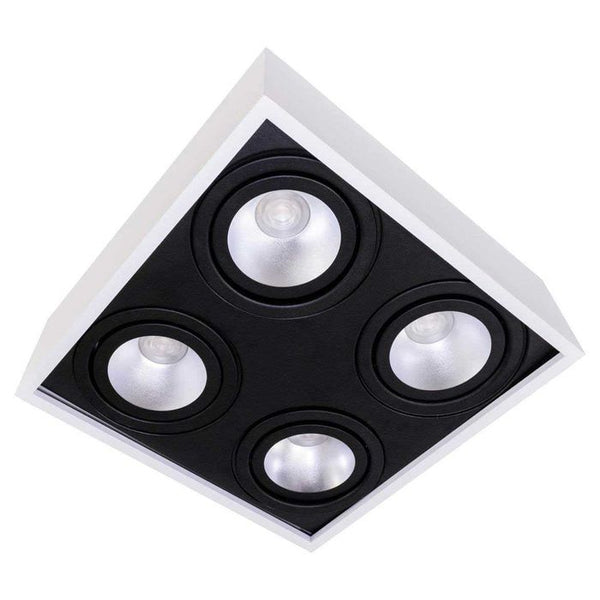 Plafon Spot Branco com Preto Quadrado 35x35 Sobrepor 4x Gu10 P/ Ar111 4504/35 BT/PT ST1578-Starlumen-