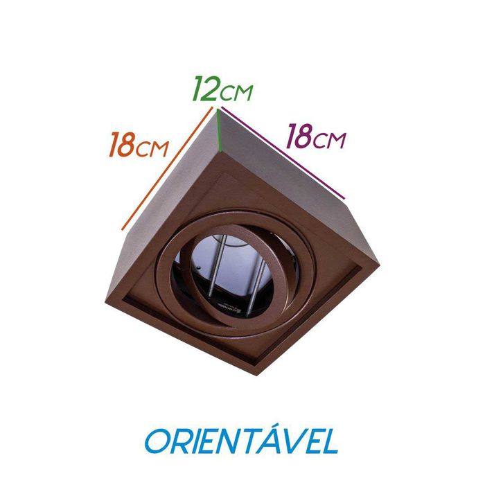 Plafon Spot Marrom Quadrado Premium Sobrepor Gu10 P/ Ar111 4504/18 St1573-Starlumen-