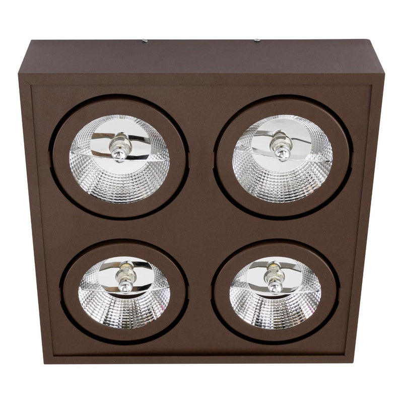 Plafon Spot Sobrepor Quadrado Box Marrom P/ 4x AR111 Orluce St2765-Orluce-Starlumen
