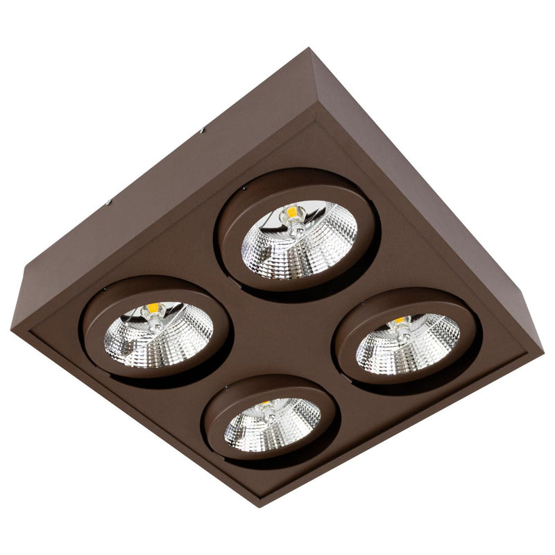 Plafon Spot Sobrepor Quadrado Box Marrom P/ 4x AR111 Orluce St2765-Orluce-Starlumen