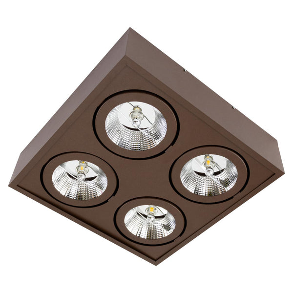 Plafon Spot Sobrepor Quadrado Box Marrom P/ 4x AR111 Orluce St2765-Orluce-Starlumen