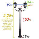 Poste Jardim Colonial duas Cúpulas para lâmpadas E27 PC201/2-M ST757-Starlumen-