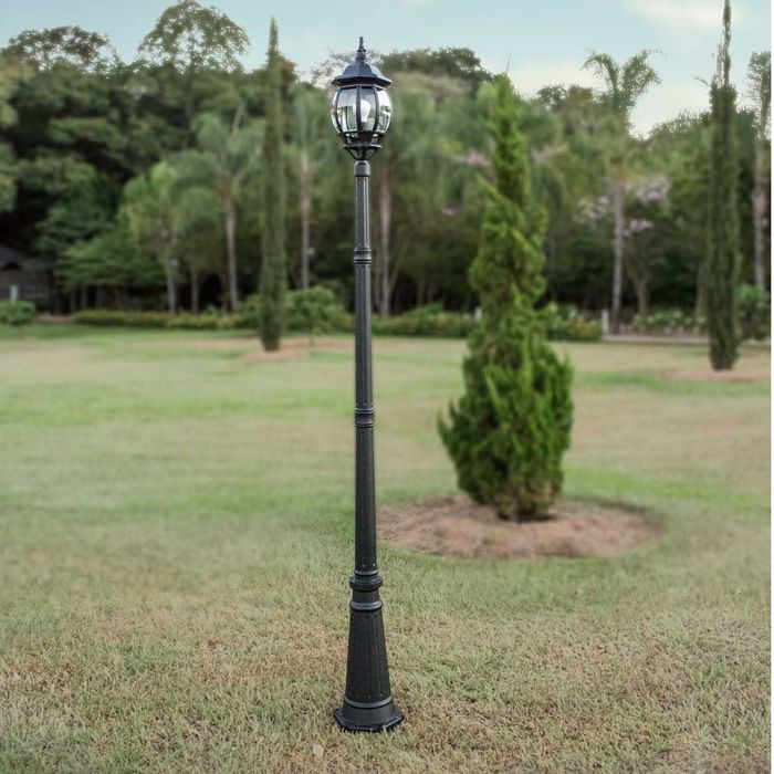 Poste de Jardim Colonial Alumínio e Vidro p/ E27 2,15m PC201/1-M ST454-Starlumen-