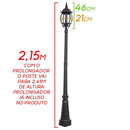 Poste de Jardim Colonial Alumínio e Vidro p/ E27 2,15m PC201/1-M ST454-Starlumen-