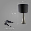 Abajur Clássico Tecido Preto e Corpo Cinza QAB1068-PT St1346