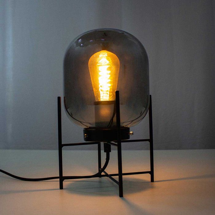 Luminaria De Mesa Abajur Flint Cupula De Vidro Desing Retro Industrial Contemporâneo QAB1335FM ST1345