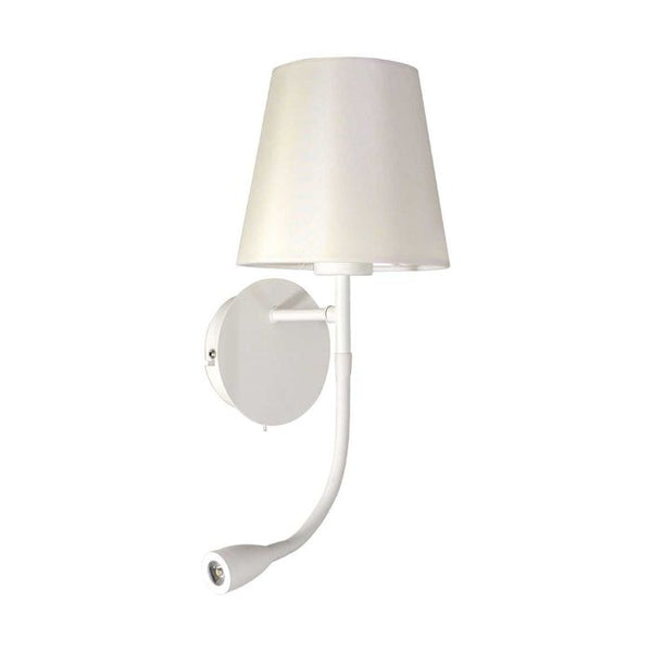 Arandela De Cabeceira Branca Cozy Abajur P/ Lampada E27 Com Led 2w Regulável QAR1337BR St1328