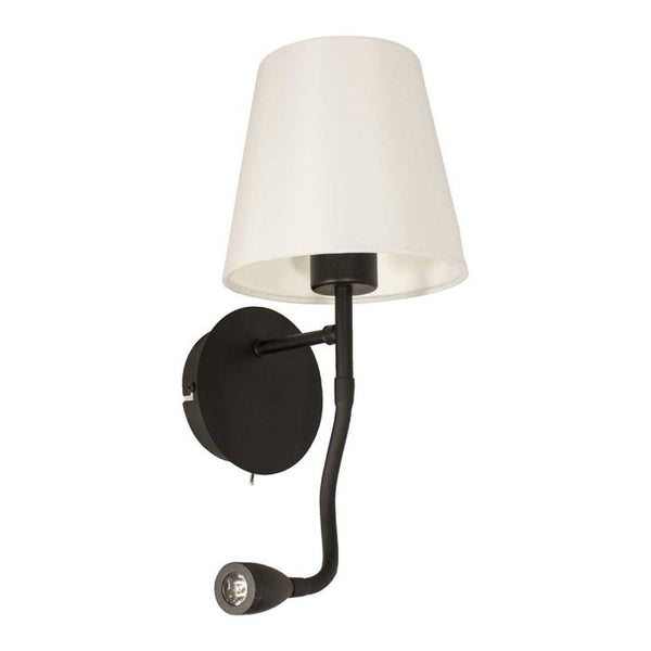 Arandela De Cabeceira Preta Cozy Abajur P/ Lampada E27 Com Led 2w Regulável QAR1337PT St1328