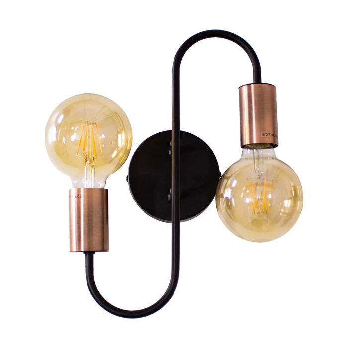 Luminária Arandela Moderna Dupla Trace Abajur Parede Soquete E27 P/ Lampadas Decorativas QAR1350 St1353