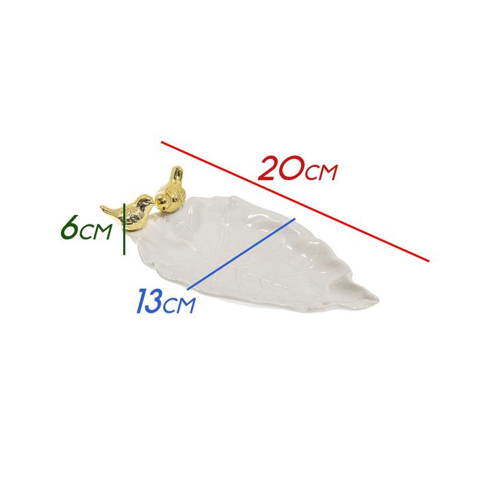 Prato Decorativo Porcelana Formato Folha Passarinho QE0006 St1884