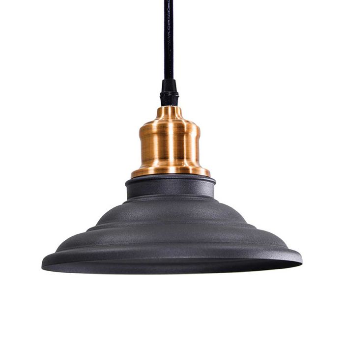 Pendente de Metal Preto com Cobre para Lâmpada E27 QPD1163-PT St1163