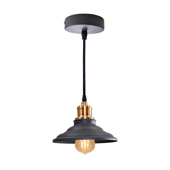 Pendente de Metal Preto com Cobre para Lâmpada E27 QPD1163-PT St1163