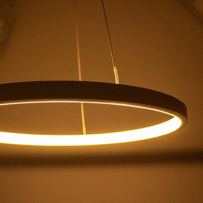 Lustre Pendente Anel LED 20W 1 Arco 40cm QPD1300-BR St459- Branco