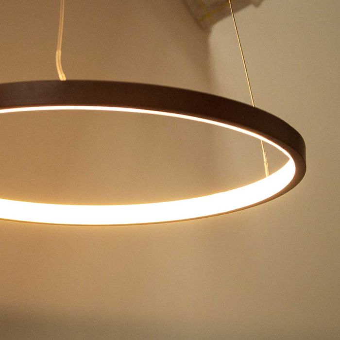 Lustre Pendente Anel LED 20W 1 Arco 40cm QPD1300-CO St459- Cobre